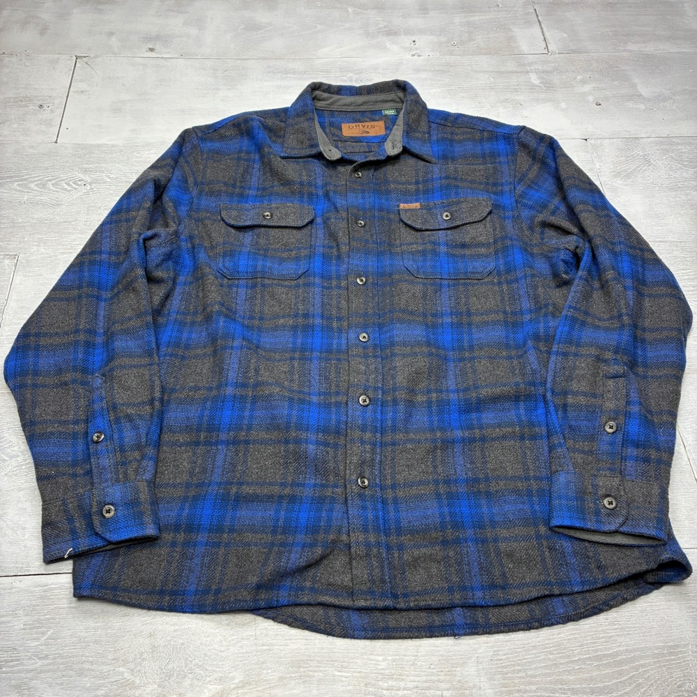 Orvis Flannel Shirt Big Bear Heavyweight XXL Double Brushed Button-Down Shacket